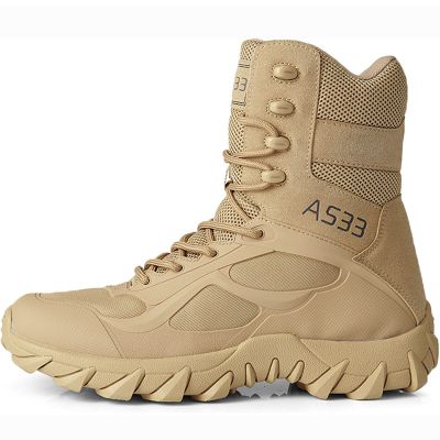hongrenamz Hiking Boots Men's Waterproof High Top Lightweight Non-Slip Trekking Trail Outdoor Sport Shoes for Adults Sand-EU45/US11