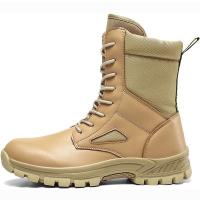 hongrenamz Walking Boots Men's Camping Waterproof High Top Non-Slip Trekking Trail Outdoor Shoes for Adults Khaki-EU39/US7