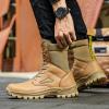 hongrenamz Walking Boots Men's Camping Waterproof High Top Non-Slip Trekking Trail Outdoor Shoes for Adults Khaki-EU39/US7 view 3