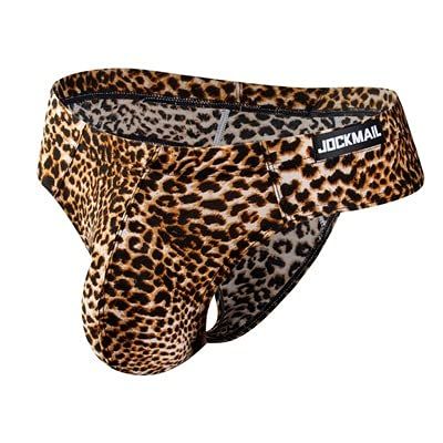 JOCKMAIL Brand Sexy Men Underwear Leopard Pattern Playful Printed Men Briefs Men Panties (Large, Yellow)