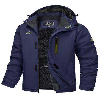 MAGCOMSEN Men's Winter Skiing Jackets Warm Weatherproof Snowboard Coats Fleece Parka Hooded Rain Jacket with Multi-Pockets Dark Blue, M