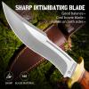 NedFoss SA78 fixed blade knife, 12 Inch Wood Handle Bowie Hunting Knife with Leather Sheath for Camping Hiking Survival Bushcraft, Hunting Gifts for Men Birthday Valentine's Day Christmas view 3
