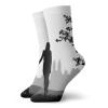 GULTMEE City Love Fashion Compression Socks,Black And White Illustration Of A,Performance Polyester Cushioned Athletic Crew Socks for Running,Athletic,Pale Grey White Black -12 inch view 1