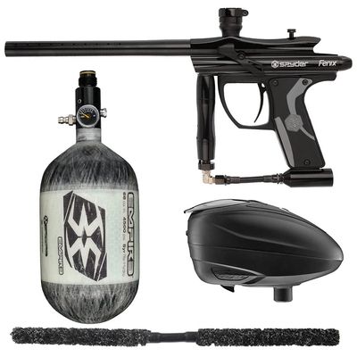 Action Village Kingman Spyder Fenix Contender Paintball Gun Package Kit (Gloss Black, Tank Size: 68/4500)