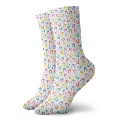 GULTMEE Bunny Fashion Compression Socks,Hand-Drawn Colorful Rabbits With Various Face,Performance Polyester Cushioned Athletic Crew Socks for Running,Athletic,Multicolor -12 inch