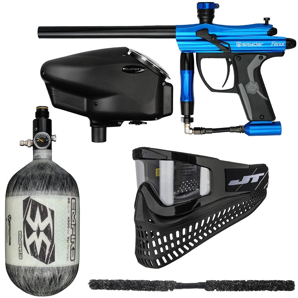 Action Village Kingman Spyder Fenix Insane Paintball Gun Package Kit (Gloss Blue, Tank Size: 68/4500)
