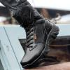 hongrenamz Men's Hiking Boots Waterproof Lightweight Walking Trekking Camping Boots Breathable Non-Slip Outdoor Shoes Black-EU43/US9 view 2