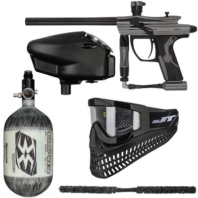 Action Village Kingman Spyder Fenix Insane Paintball Gun Package Kit (Gloss Gun Metal Grey, Tank Size: 68/4500)