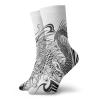 GULTMEE Dragon Fashion Compression Socks,Tattoo Style Traditional Asian Winged Creature,Performance Polyester Cushioned Athletic Crew Socks for Running,Athletic,Black White -12 inch view 1
