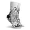 GULTMEE Dragon Fashion Compression Socks,Tattoo Style Traditional Asian Winged Creature,Performance Polyester Cushioned Athletic Crew Socks for Running,Athletic,Black White -12 inch view 2
