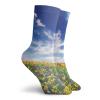 Flower Funny Compression Socks Women and Men,Flowers Meadow And Cloudy Sky Nature Landscape Print Vivid Sun Springtime Artistic,Best for Circulation,Running,Athletic,Nurse,Travel,Multicolor -12 inch view 2