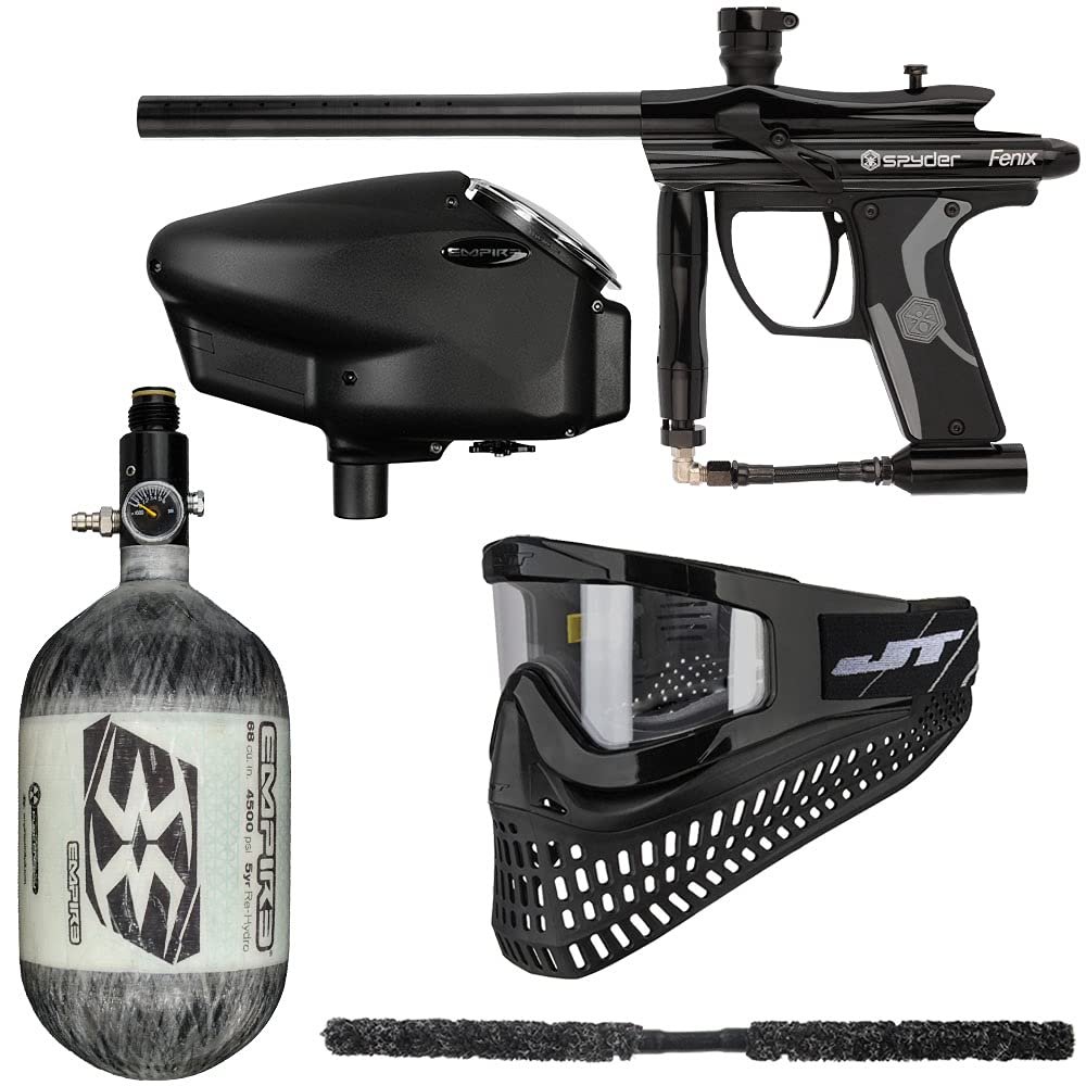 Action Village Kingman Spyder Fenix Insane Paintball Gun Package Kit (Gloss Black, Tank Size: 68/4500)