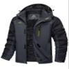 MAGCOMSEN Warm Jackets for Men Winter Waterproof Windproof Ski Snow Coats Insulated Fleece Snowboard Parka Raincoats Grey Black, XL view 1
