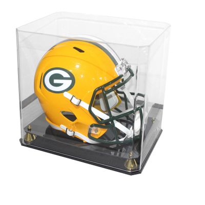 Pro Collector's Football Helmet Display Case Stand aslo fits Full Size Baseball, Ice Hockey, Motorcycle Helmets, One-Piece-Cover for Better Seal, Showcase with 98% UV Protection