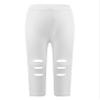easyforever Kids Girls Dance Gymnastics Stretchy Ripped Knee Crop Leggings Pants Workout Trousers Tights White 2-3 view 1