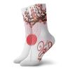 Chinese New Year Funny Compression Socks Women and Men,Blossoming Cherry Branch And Lantern With Happy Wish,Best for Circulation,Running,Athletic,Nurse,Travel,Brown Scarlet And Dark Coral -12 inch view 1