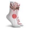 Chinese New Year Funny Compression Socks Women and Men,Blossoming Cherry Branch And Lantern With Happy Wish,Best for Circulation,Running,Athletic,Nurse,Travel,Brown Scarlet And Dark Coral -12 inch view 2