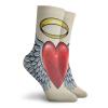 Angel Wings Funky Colorful Cushion Sport Socks,Valentines Day With A Heart Sacred Love Romance,Athletic Cushioned Running Performance Crew Socks For Men/Women,Pale Azure Blue Scarlet Beige -12 inch view 2