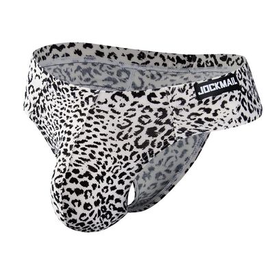 JOCKMAIL Brand Sexy Men Underwear Leopard Pattern Playful Printed Men Briefs Men Panties (Medium, White)