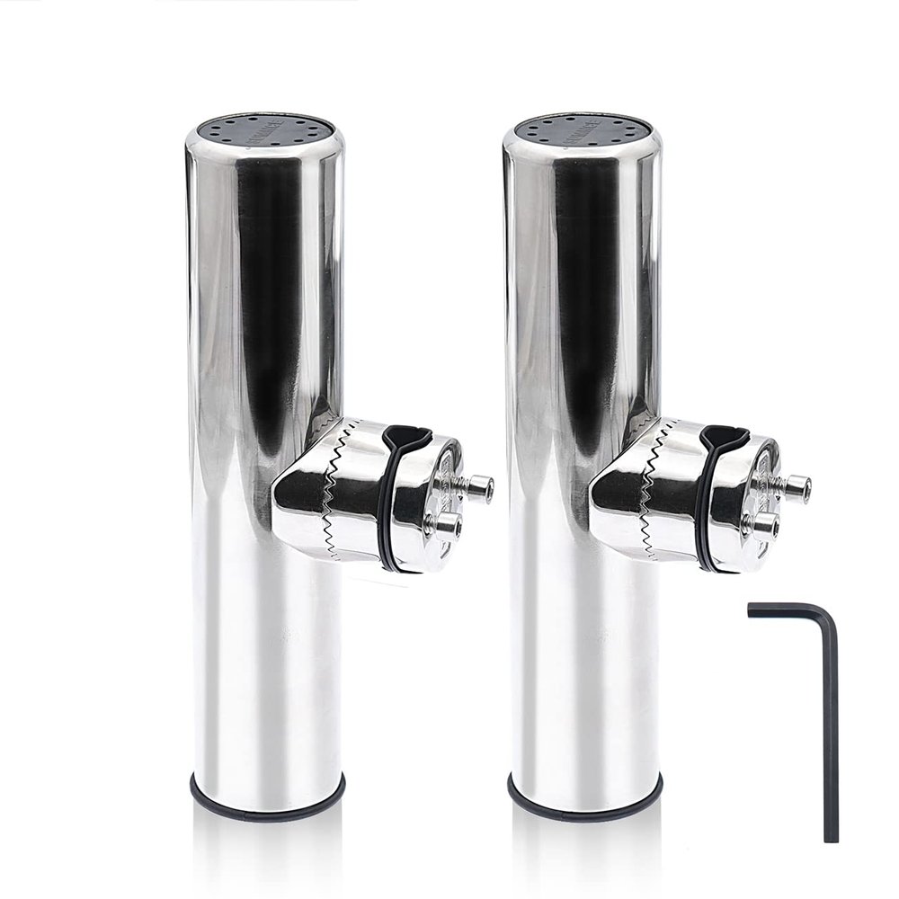 KAOLALI Boat Accessories, namely, planing Hulls 2PCS Boat Fishing Rod Holder Stainless Steel Adjustable Rail Rod Holder Clamp on Rail Mount 7/10" (18mm) to 1" (26mm) (Stype-1)