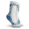 Letter O Funny Compression Socks Women and Men,Blue Capital Letter In Framework Portuguese Tile Art Azulejo Floral Design,Best for Circulation,Running,Athletic,Nurse,Travel,Blue Yellow Orange -12 inch view 2