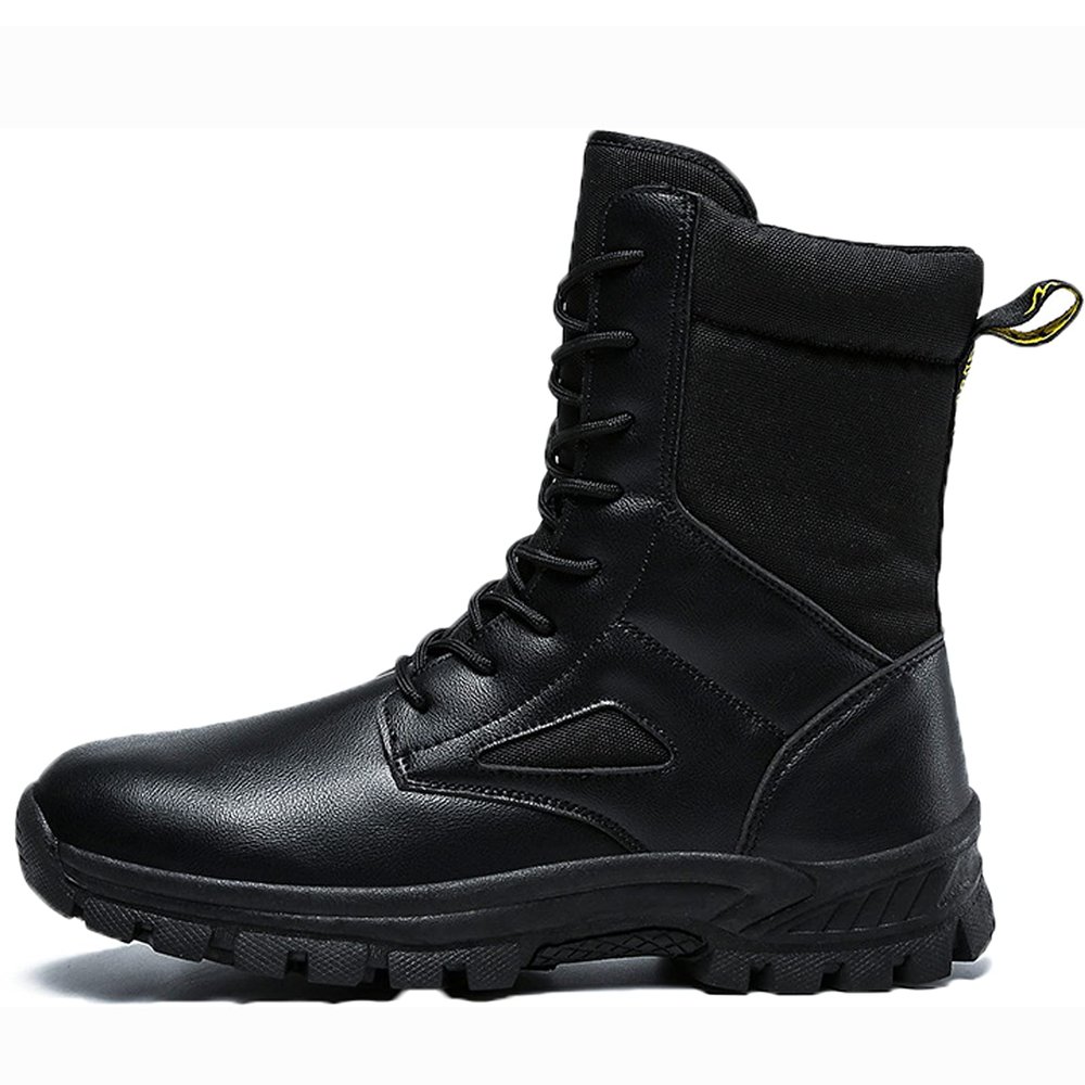 hongrenamz Walking Boots Men's Camping Waterproof High Top Non-Slip Trekking Trail Outdoor Shoes for Adults Black-EU42/US8.5