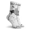GULTMEE Funky Colorful Cushion Sport Socks,Doodle Style Birthday Cake With Berry Fruits On A Cloud Monochrome Design,Athletic Cushioned Running Performance Crew Socks For Men/Women, -12 inch view 2