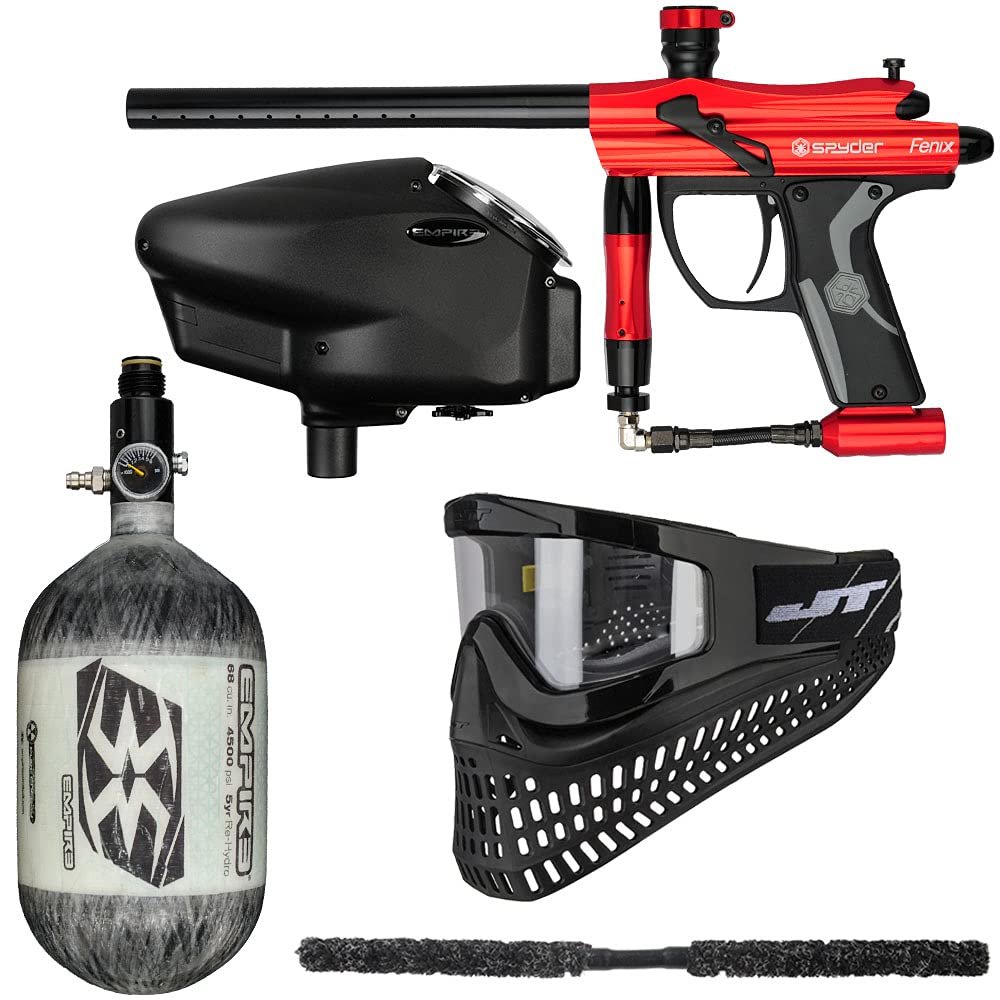 Action Village Kingman Spyder Fenix Insane Paintball Gun Package Kit (Gloss Red, Tank Size: 68/4500)