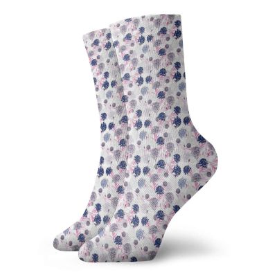 Swans Fashion Compression Socks,Repetitive Spring Blooming Gracious Animal Floral,Performance Polyester Cushioned Athletic Crew Socks for Running,Athletic,Baby Pink Sea Blue Navy Blue Mauve -12 inch