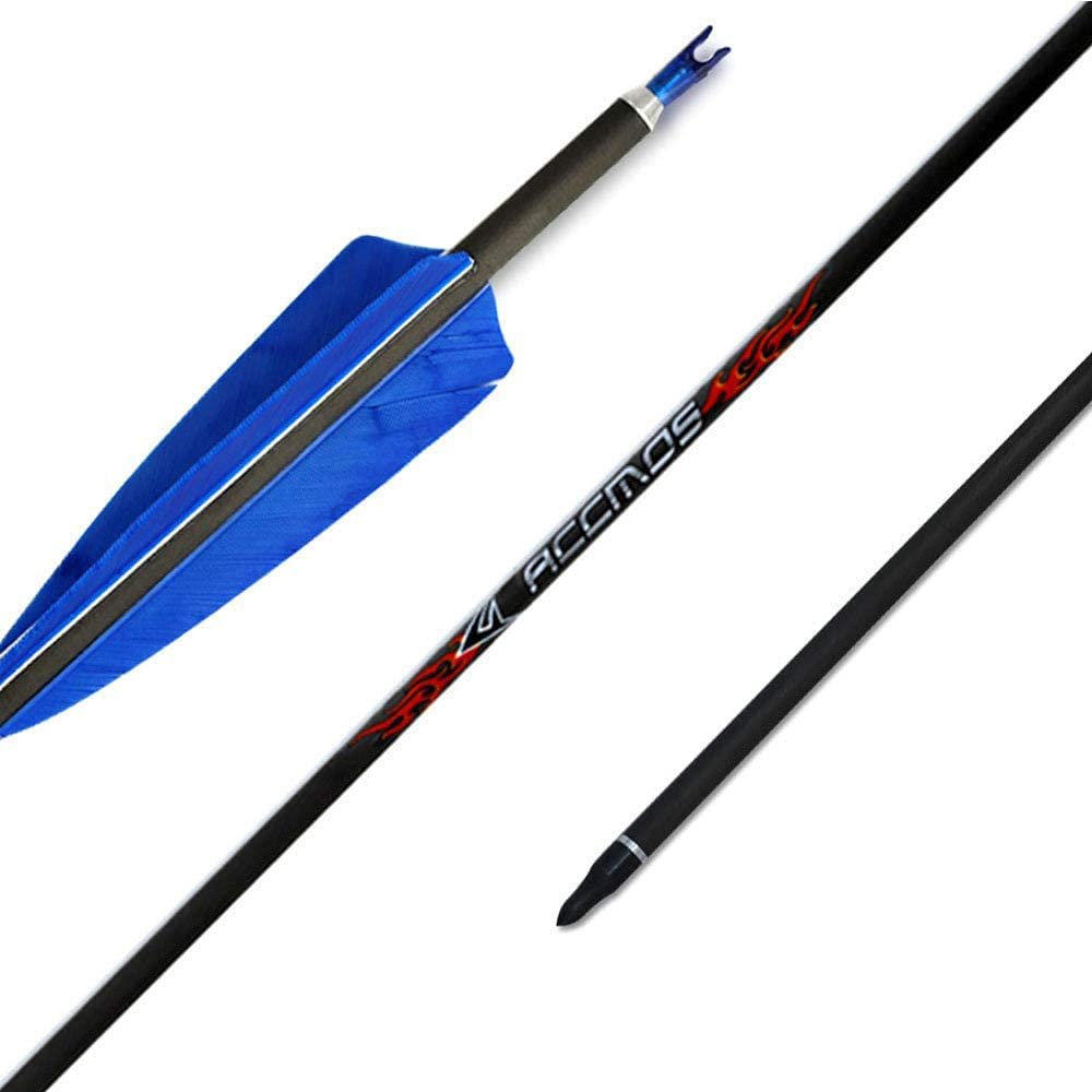 12pc Custom Length Carbon Arrows for 10-70 Lb Recurve Bow ID 6.2mm .244" 22-33 Inch Spine 250 300 340 400 500 600 700 800 Target Practice & Hunting Arrow Adult Youth Shooting