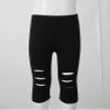 easyforever Kids Girls Dance Gymnastics Stretchy Ripped Knee Crop Leggings Pants Workout Trousers Tights Black 2-3 view 3