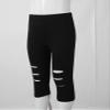 easyforever Kids Girls Dance Gymnastics Stretchy Ripped Knee Crop Leggings Pants Workout Trousers Tights Black 2-3 view 4
