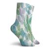 GULTMEE Floral Fashion Compression Socks,Flowers Leaves Ivy Vein Like Rainbow,Performance Polyester Cushioned Athletic Crew Socks for Running,Athletic,Light Blue Fern Green Purple White -12 inch view 2