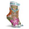 GULTMEE Funky Colorful Cushion Sport Socks,Sweet Life By The Salty Sea Text With Tiki Figure And Hibiscus Flower Print,Athletic Cushioned Running Performance Crew Socks For Men/Women, -12 inch view 2