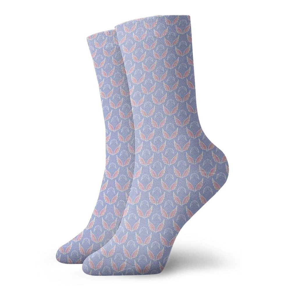 GULTMEE Angel Wings Fashion Compression Socks,Pastel Wings Doodle Cute Girls Romantic,Performance Polyester Cushioned Athletic Crew Socks for Running,Athletic,Lavender Blue Dried Rose -12 inch
