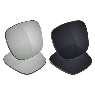 Galvanic Replacement Lenses for Arnette Sandbank AN4229 61mm Sunglasses - Chrome + Black Polarized - Combo Pack