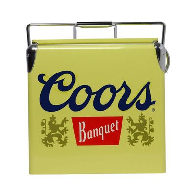 Coors Banquet Retro Ice Chest Cooler - Portable Ice Bucket with Bottle Opener, Vintage Style, Insulated for Camping, Beach, Picnic, RV, BBQs, Tailgating, Fishing, 18 Can, 14 qt (13L)