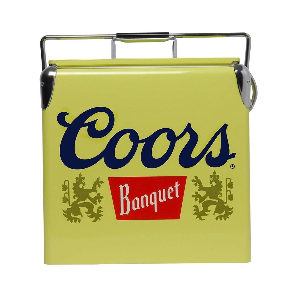Coors Banquet Retro Ice Chest Cooler - Portable Ice Bucket with Bottle Opener, Vintage Style, Insulated for Camping, Beach, Picnic, RV, BBQs, Tailgating, Fishing, 18 Can, 14 qt (13L)