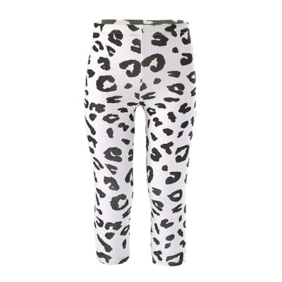 Aislor Flower Girls Stretch Leggings Cute Cartoon Printed Kids Soft Full Length Pants Tights Yoga Dance Trousers White 4-5 Years