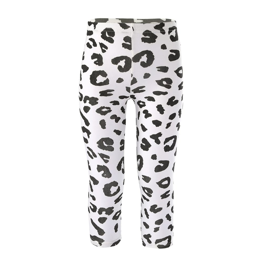 Aislor Flower Girls Stretch Leggings Cute Cartoon Printed Kids Soft Full Length Pants Tights Yoga Dance Trousers White 4-5 Years