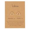 18K Gold Plated Zodiac Stud Earrings 12 Constellation Astrology Card Packaging Horoscope 18K Gold Plated Little Ear Stud for Women Birthday Anniversary Friendship Exquisite Jewelry Gift-Libra view 1