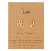 18K Gold Plated Zodiac Stud Earrings 12 Constellation Astrology Card Packaging Horoscope 18K Gold Plated Little Ear Stud for Women Birthday Anniversary Friendship Exquisite Jewelry Gift-Leo view 1