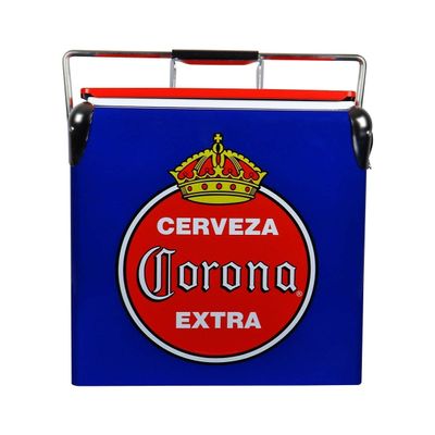 Corona Retro Ice Chest Cooler - 18 Can Ice Box, Portable Ice Bucket with Bottle Opener, Vintage Style, Insulated for Camping, Beach, Picnic, RV, BBQs, Tailgating, Fishing, 13L (14 qt)