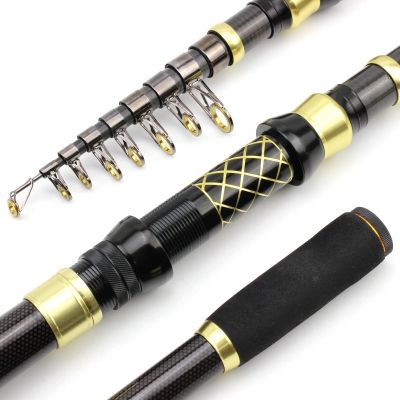 Carbon Fiber 1.8M 2.1M 2.4M 2.7M 3.0M Rotating Fishing Rod M Power Fast Telescopic Rock Fishing Rod Carp Trout Rod Bait Casting Rod ZYHYD (Size : 2.1m)