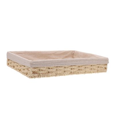 Rattan Storage Basket Wicker Woven Basket Shallow Jewelry Sundries Organizers Desktop Serving Tray Platter Hand Weaving Storage Box for Home Office Desktop Bathroom Beige 30X20X5CM