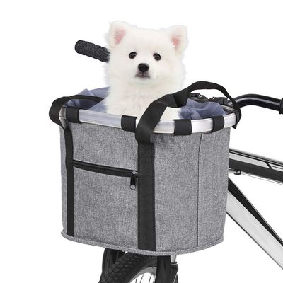 Doorslay Bike Basket Front Removable Bicycle Handlebar Basket Small Pet Cat Dog Carrier Folding Detachable Max. Bearing: 11lbs