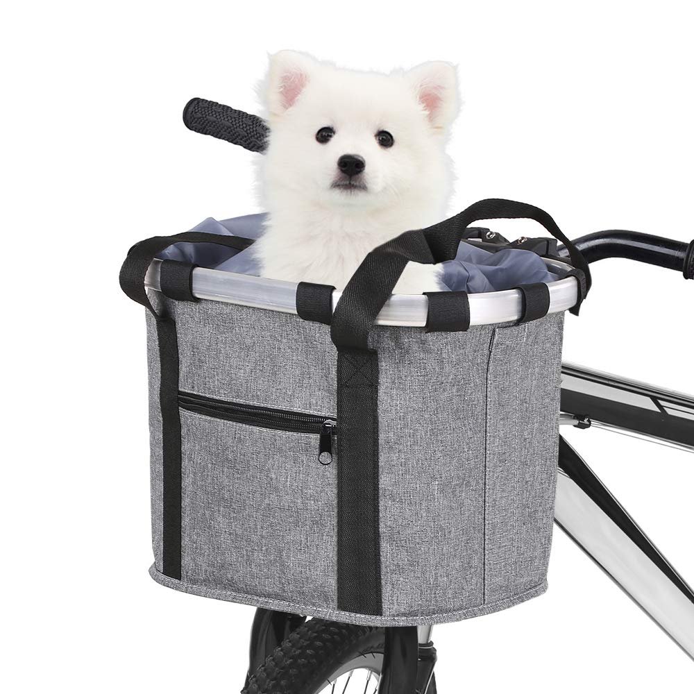 Doorslay Bike Basket Front Removable Bicycle Handlebar Basket Small Pet Cat Dog Carrier Folding Detachable Max. Bearing: 11lbs