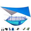 Portable Camping Hammock Lightweight and Tent Awning Rain Fly Tarp Waterproof Mosquito Net Hammock Canopy 210T Nylon Hammocks Blueandblue view 1