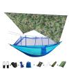 Portable Camping Hammock Lightweight and Tent Awning Rain Fly Tarp Waterproof Mosquito Net Hammock Canopy 210T Nylon Hammocks Camouflageandblue view 1