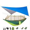 Portable Camping Hammock Lightweight and Tent Awning Rain Fly Tarp Waterproof Mosquito Net Hammock Canopy 210T Nylon Hammocks Blueandlightgreen view 1